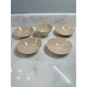 Fostoria Melamine Fawn Taupe Set Of 4 Casual Flair Bowls And 1 Sugar Bowl No Lid